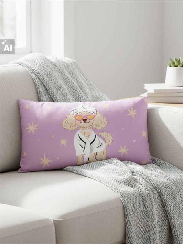 Sinsay - Pernă decorativă cu motiv de pudel în halat - mov