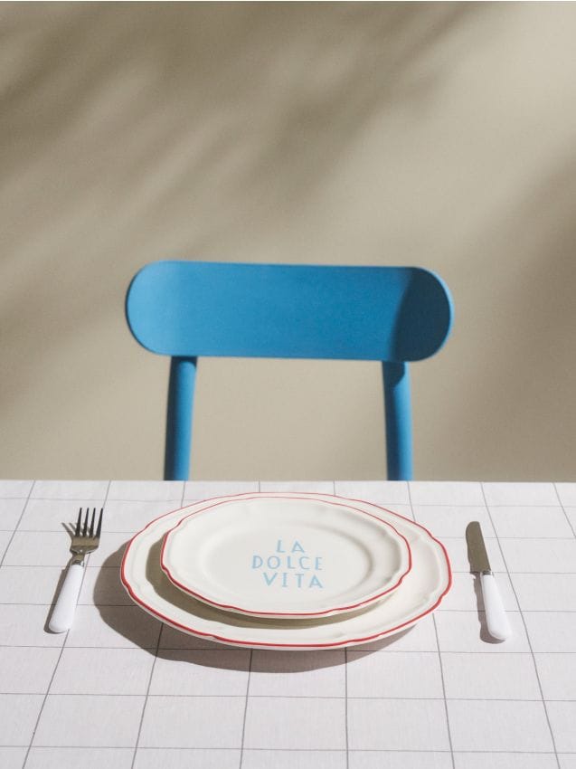 Sinsay - Farfurie cu inscripție La Dolce Vita - verde-pal