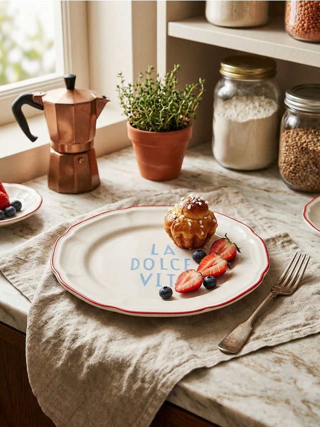 Sinsay - Farfurie cu inscripție La Dolce Vita - verde-pal