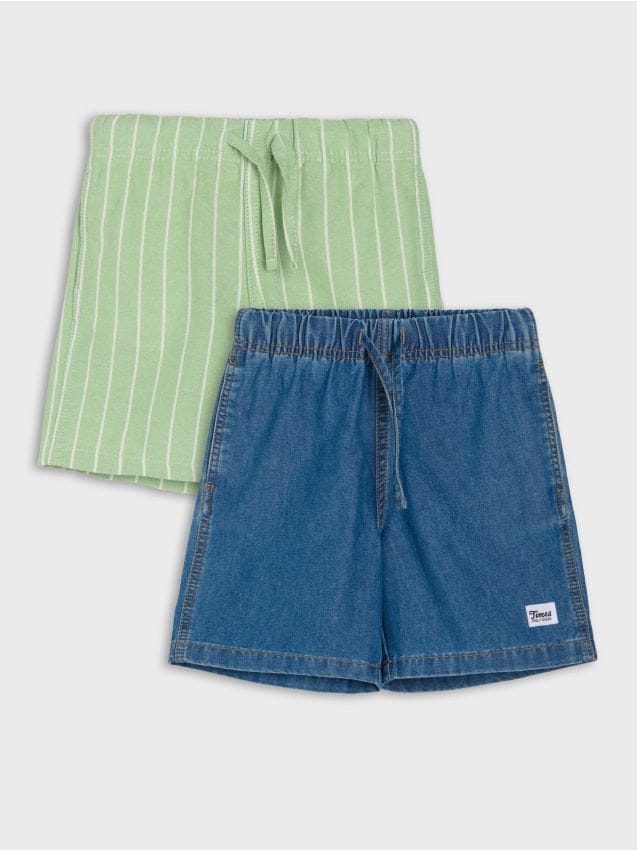 Sinsay - Pantaloni scurți pull-on din bumbac 2 pack - albastru