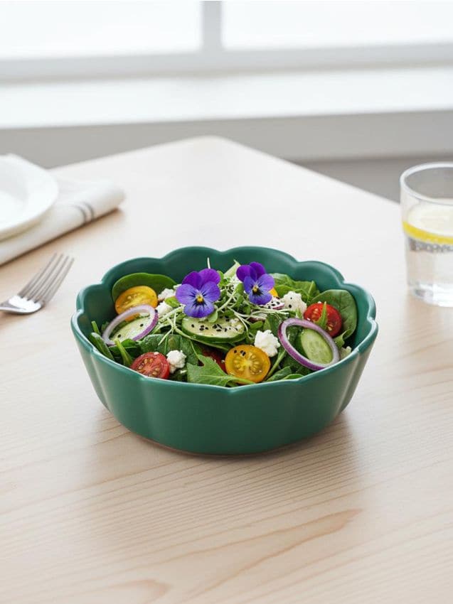 Sinsay - Bol ceramic cu margine ondulată - verde-închis