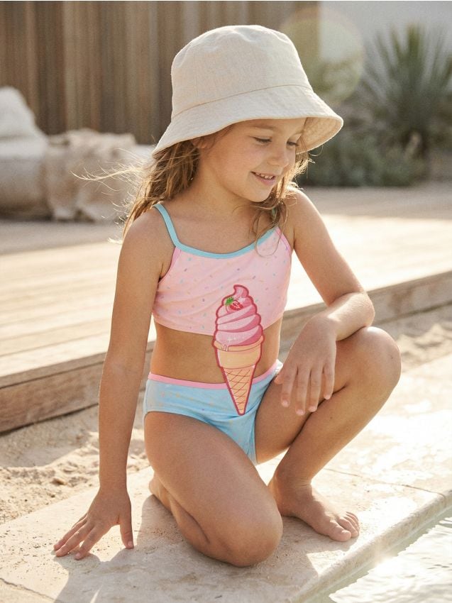 Sinsay - Costum de baie cu aplicație 3D înghețată - multicolor