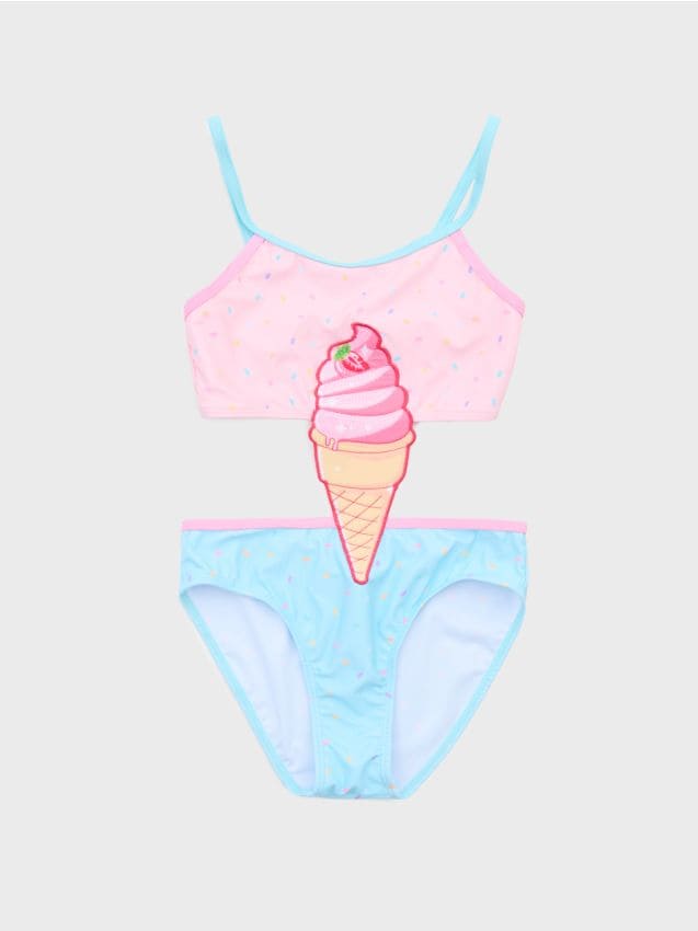 Sinsay - Strój kąpielowy z aplikacją loda 3D - wielobarwny