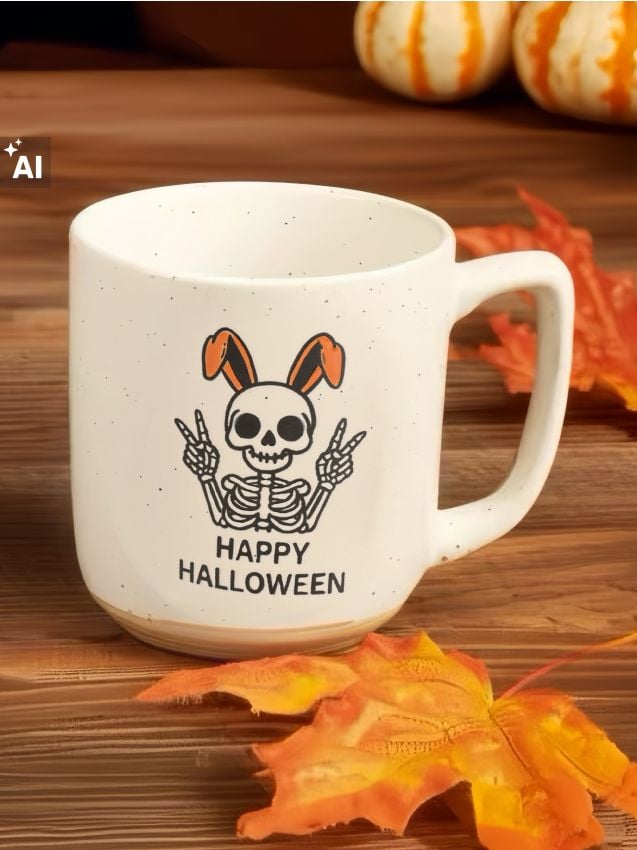 Sinsay - Cană cu motiv de Halloween - oranj-mandarină