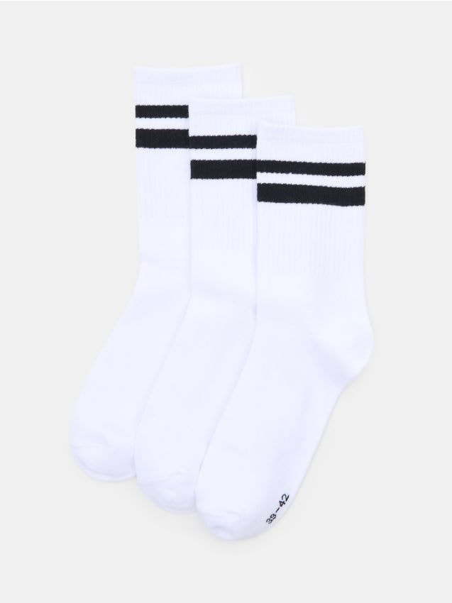 Sinsay - Długie skarpetki OEKO-TEX 3 pack - biały