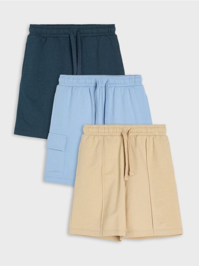 Sinsay - Pantaloni scurți French Terry cu talie elastică și buzunare, set de 3 - bej