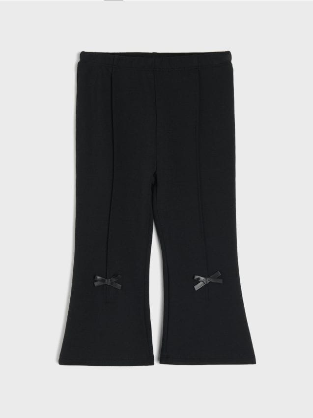 Sinsay - Pantaloni flare din bumbac cu funde decorative - negru