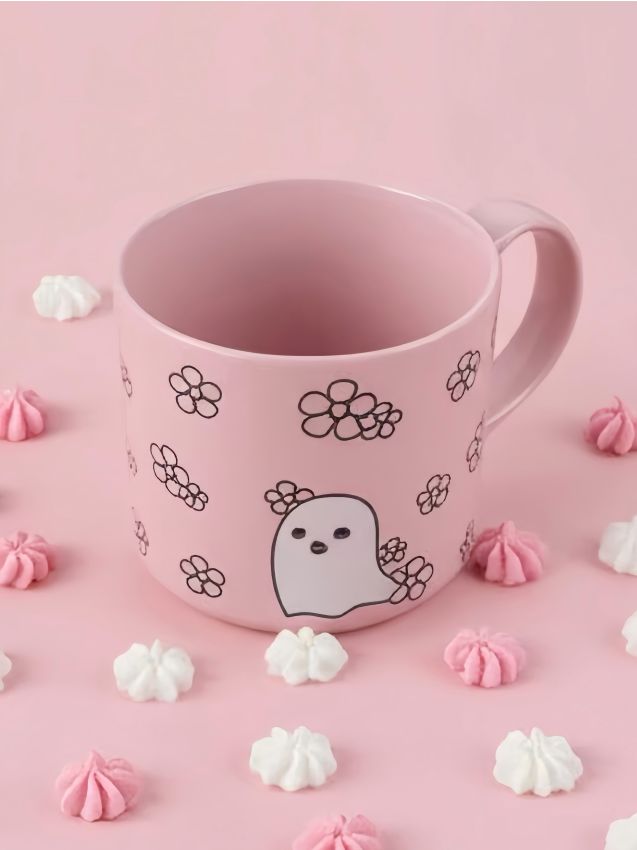 Sinsay - Cană cu motiv de Halloween - roz-pastel