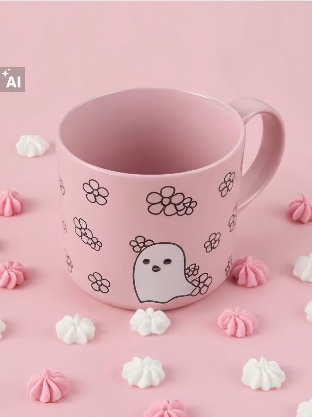 Sinsay - Cană cu motiv de Halloween - roz-pastel