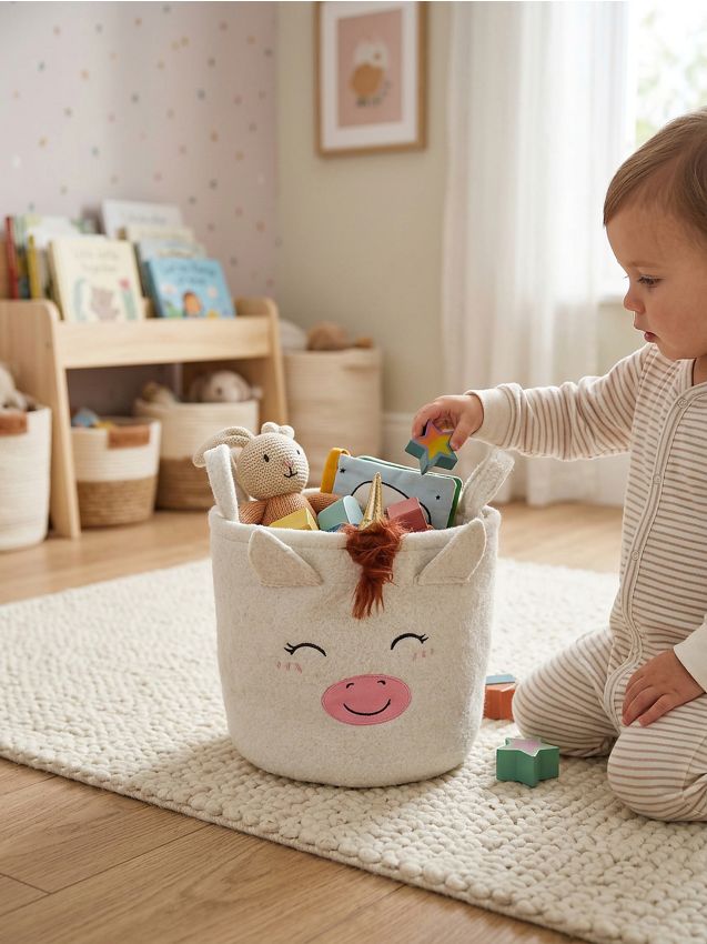 Sinsay - Coș de depozitare cu motiv de unicorn - alb