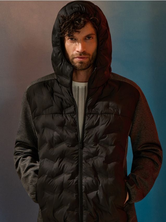 Sinsay - Geacă windbreaker matlasată cu glugă - gri-închis