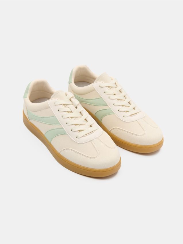 Sinsay - Sneakers cu șireturi - nude