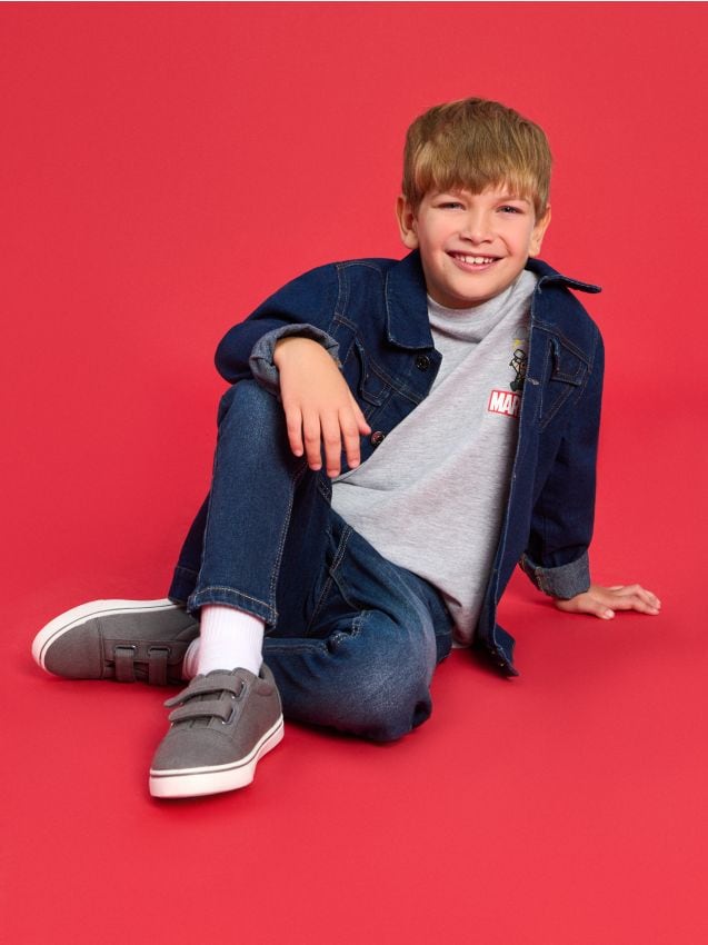 Sinsay - Plátené tenisky na suchý zips - tmavosivá