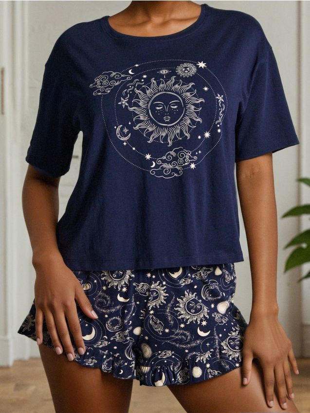 Sinsay - Dvojdielne bavlnené pyžamo - fialová