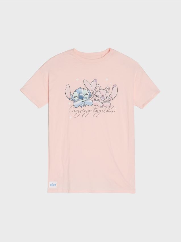 Sinsay - Cămașă de noapte din bumbac Stitch - roz-pastel