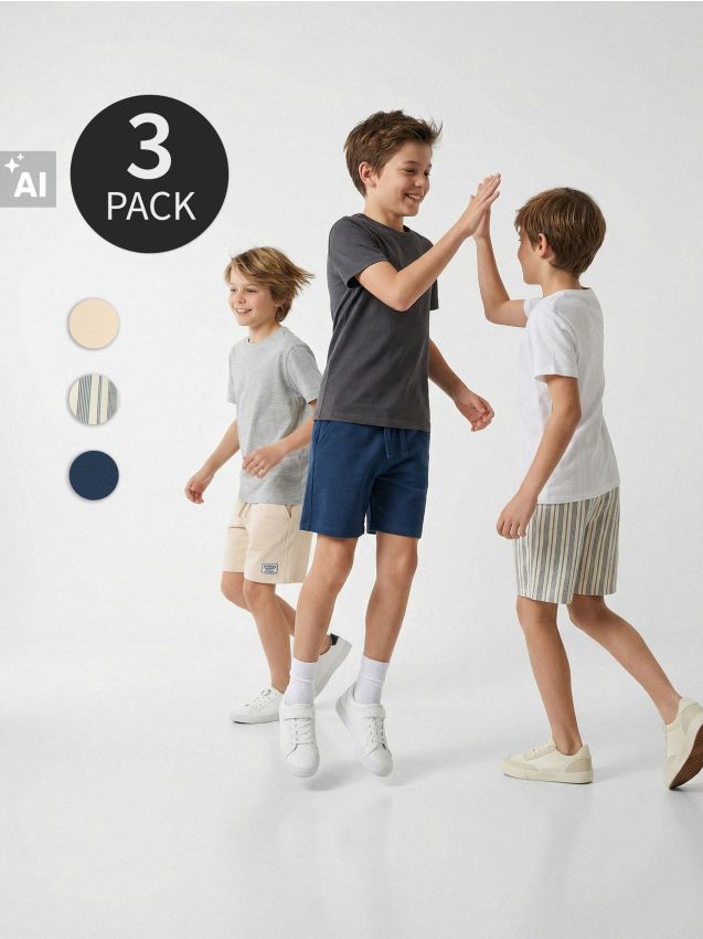 Sinsay - Șorturi din bumbac 3 pack - bej