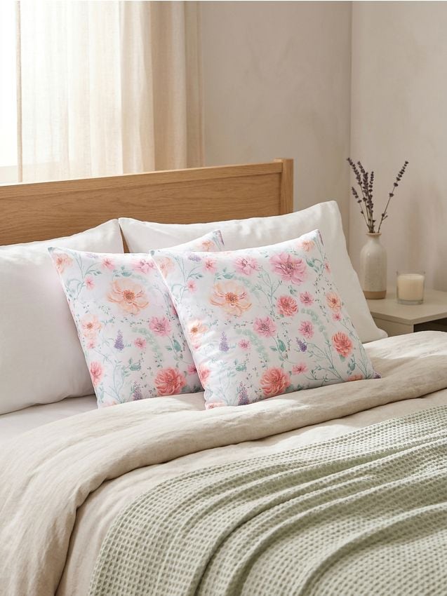 Sinsay - Set de fețe de pernă din bumbac cu model floral 2 pack - multicolor