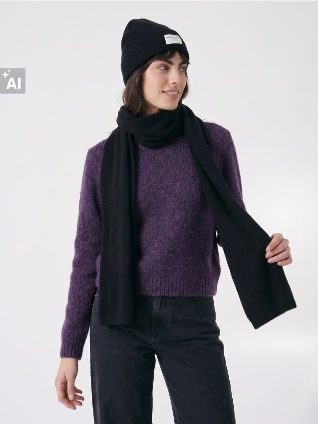Sinsay - Pulover cu adaos de lână - violet-închis