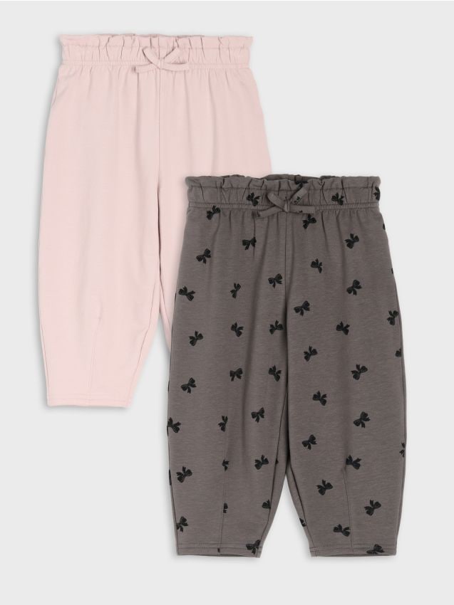 Sinsay - Pantaloni balloon cu pliuri și motiv de fundițe 2 pack - roz