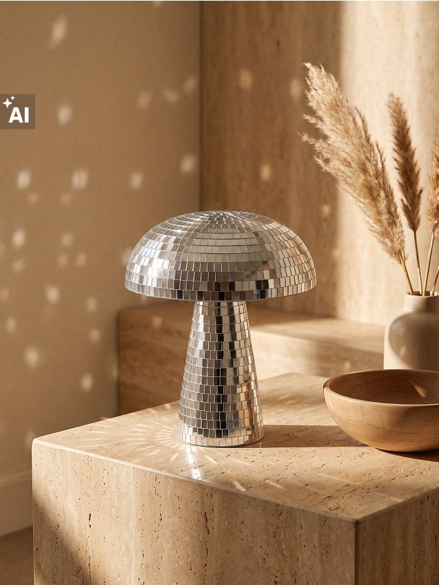 Sinsay - Lampă LED în formă de ciupercă cu motiv de bilă disco - argintiu