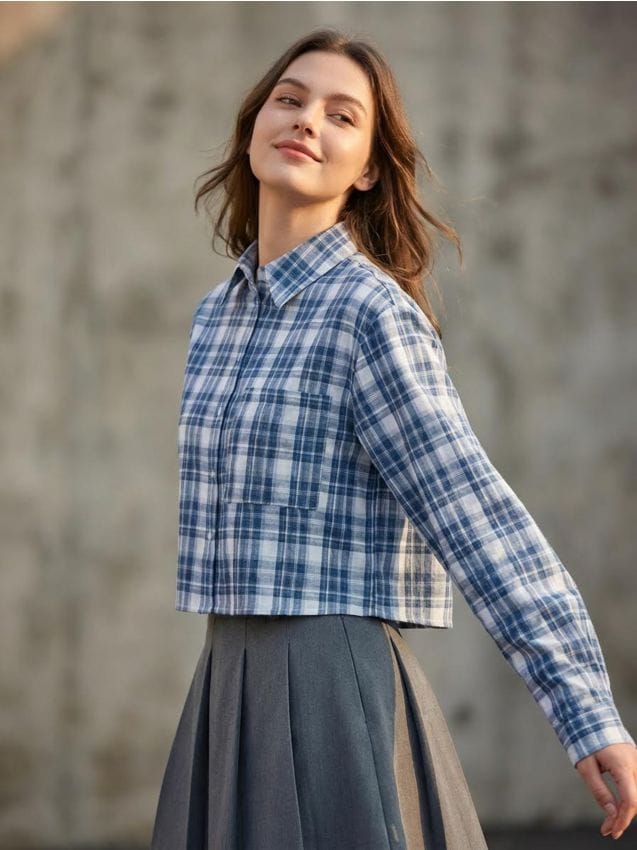 Sinsay - Cămașă scurtă în carouri - multicolor