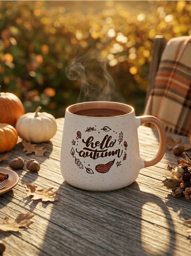 Tazza con stampa autunnale - bianco