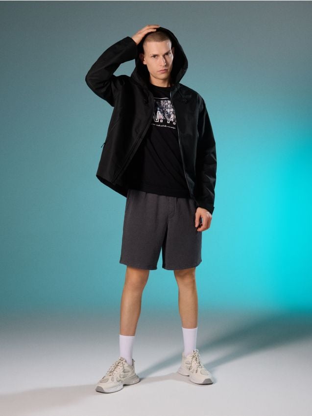 Sinsay - Jachetă tehnică impermeabilă cu glugă - negru