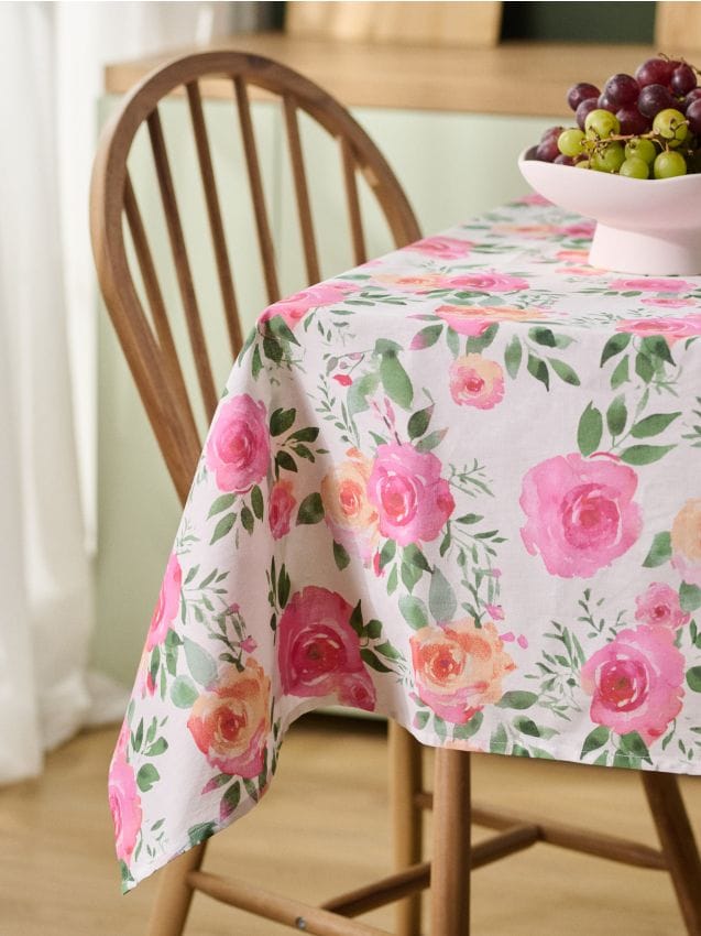 Sinsay - Față de masă cu model floral - roz