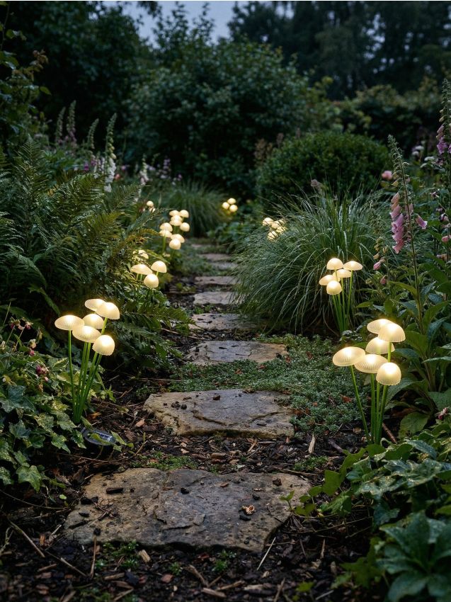 Sinsay - Lampă solară de grădină în formă de ciuperci - alb