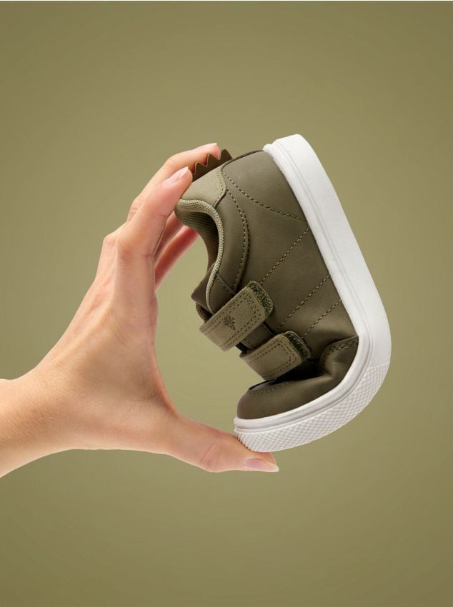 Sinsay - Sneakers din imitație de piele cu închidere cu arici - verde-maroniu