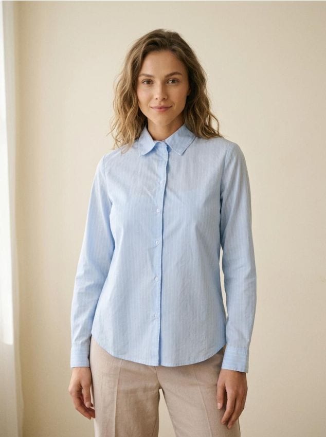 Sinsay - Cămașă regular fit în dungi - albastru-pal