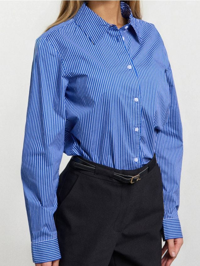 Sinsay - Pruhovaná košeľa regular fit - svetlomodrá