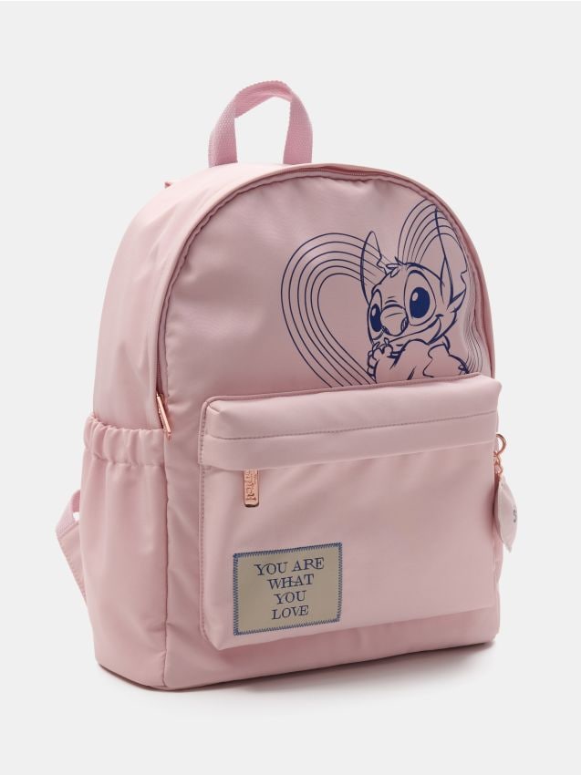 Sinsay - Rucsac din nylon cu buzunar pentru laptop Stitch - roz-pudră