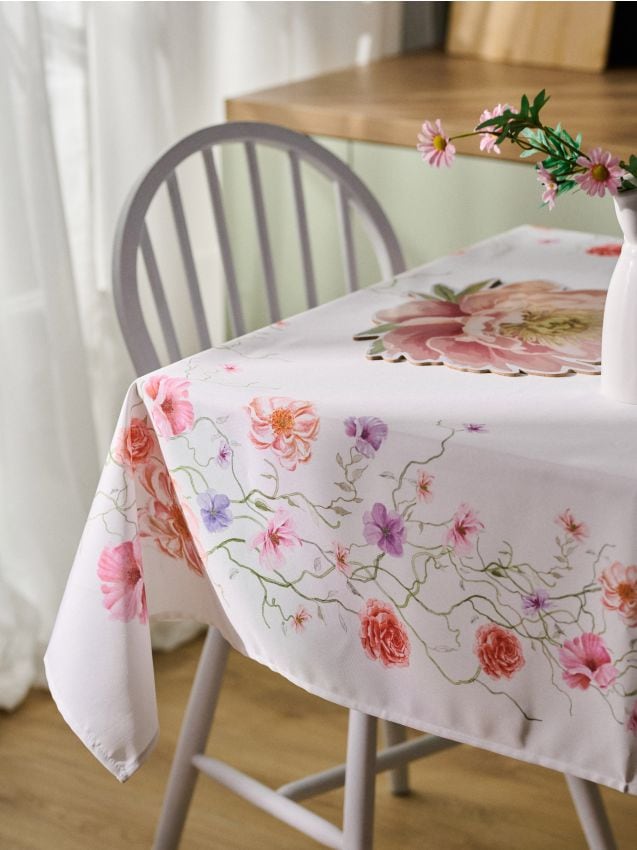 Sinsay - Față de masă cu model floral - crem