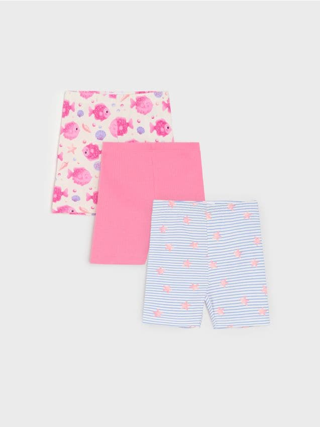 Sinsay - Colanți scurți din bumbac 3 pack - roz-pastel