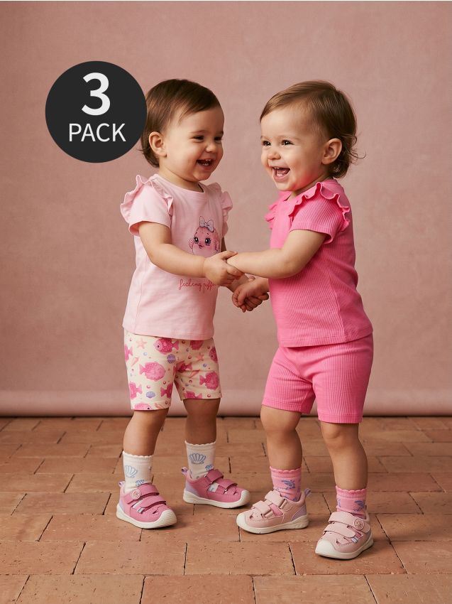 Sinsay - Colanți scurți din bumbac 3 pack - roz-pastel