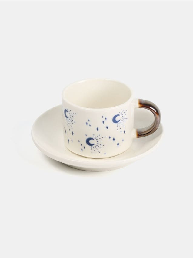 Filiżanka do espresso ze spodkiem z motywem astrologicznym - SINSAY