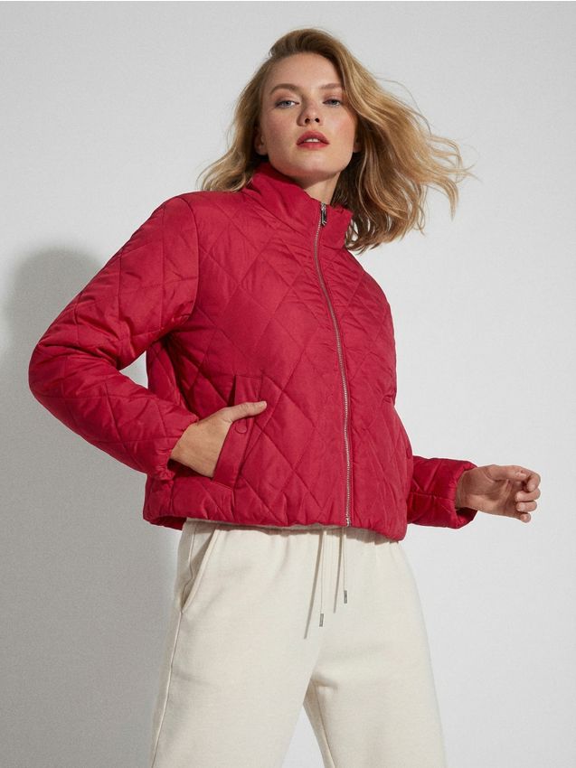 Sinsay - Geacă matlasată cu guler înalt - roșu