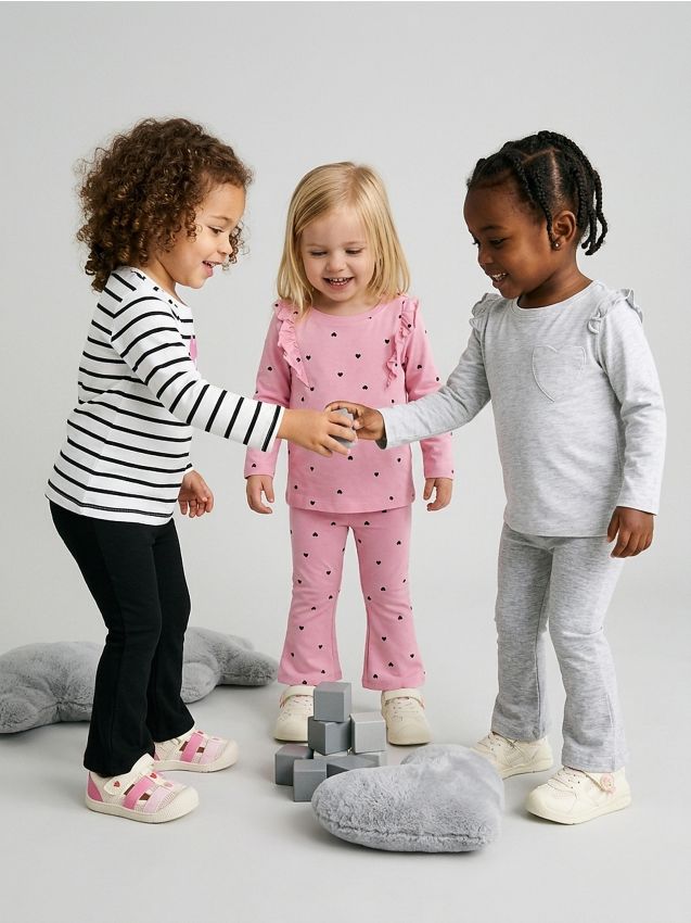 Sinsay - Bawełniane legginsy flare 3 pack - różowy