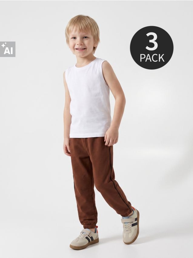 Sinsay - Tricouri din bumbac fără mâneci 3 pack - alb