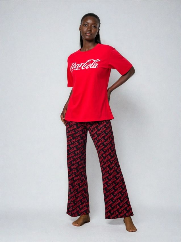 Sinsay - Pijamă din bumbac în două piese Coca-Cola - roșu