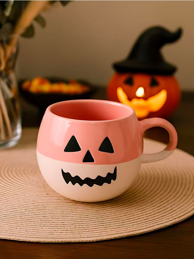 Sinsay - Cană cu motiv de Halloween - roz-pastel