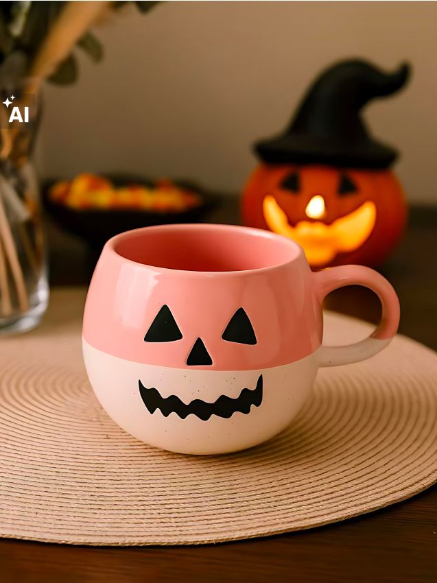 Sinsay - Cană cu motiv de Halloween - roz-pastel