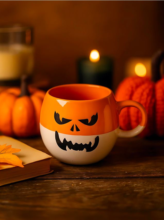 Sinsay - Cană cu motiv de Halloween - oranj-mandarină