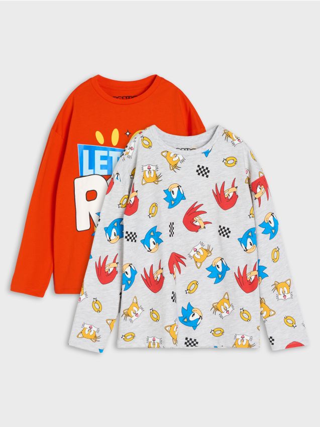 Sinsay - Set 2 tricouri cu mâneci lungi Sonic the Hedgehog - multicolor