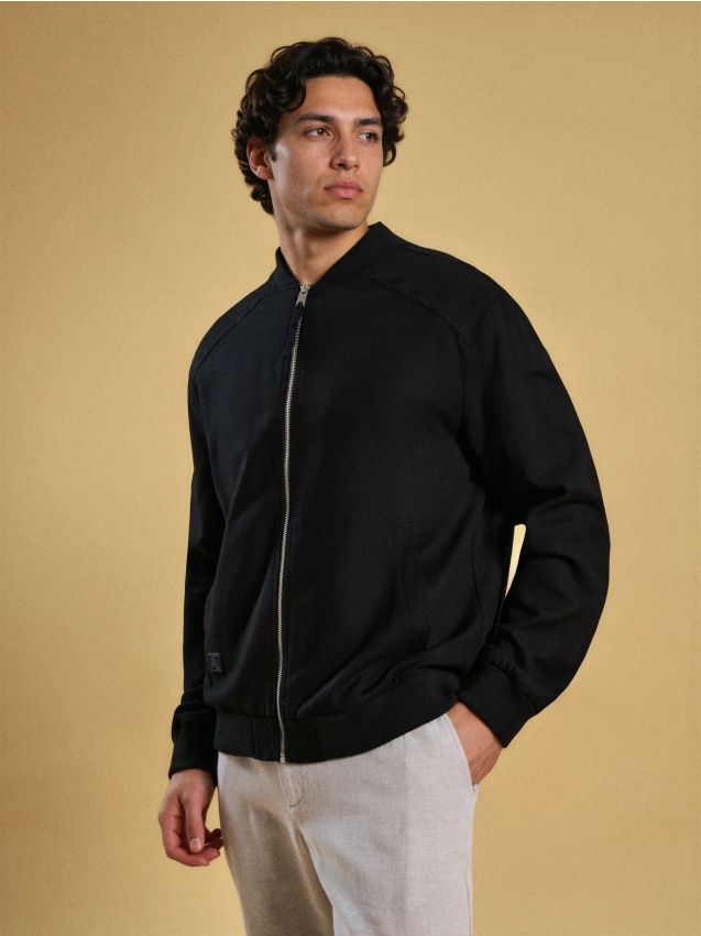 Sinsay - Jachetă bomber din vâscoză - negru