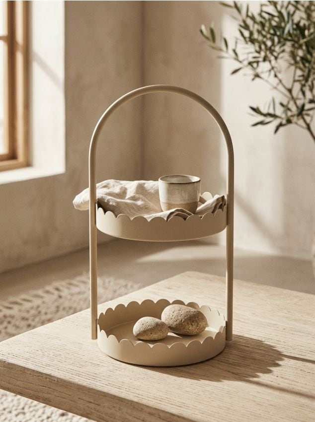 Sinsay - Tavă decorativă cu două nivele și mâner - bej