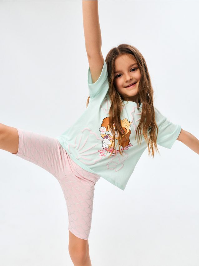 Sinsay - Pijama din bumbac în două piese cu imprimeu PAW Patrol - turcoaz-pal