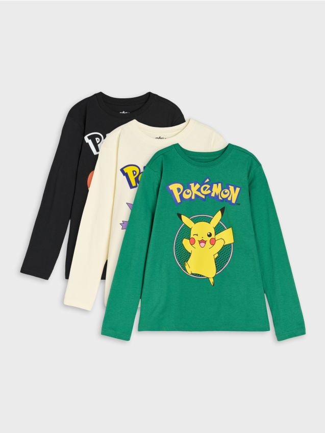 Sinsay - Set 3 tricouri cu mâneci lungi Pokémon - multicolor