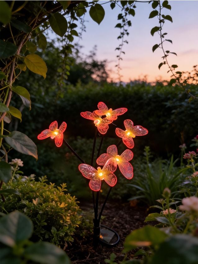 Sinsay - Lămpi solare de grădină în formă de fluturi - roz-fuchsia